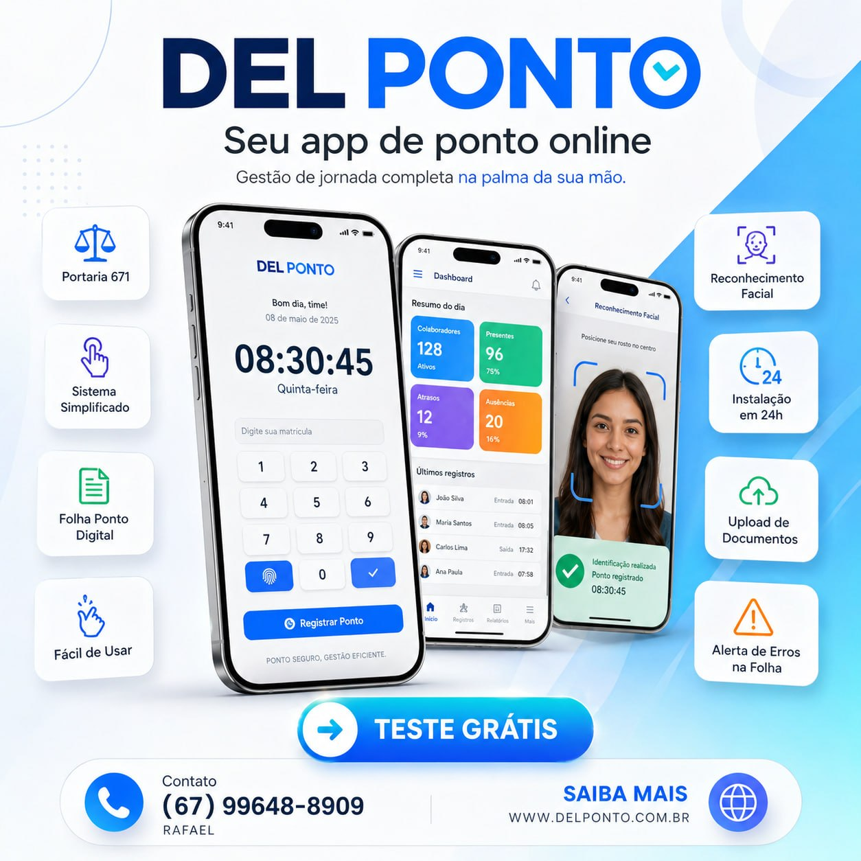 DEL Ponto: aplicativo de ponto online com reconhecimento facial e folha digital